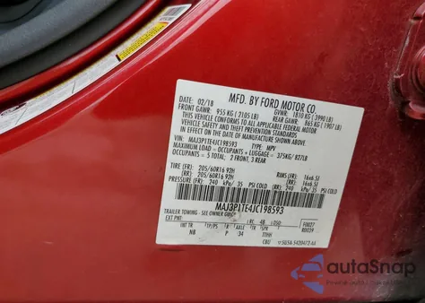 2018 Ford Ecosport Se из США, поврежденный, VIN MAJ3P1TE4JC198593